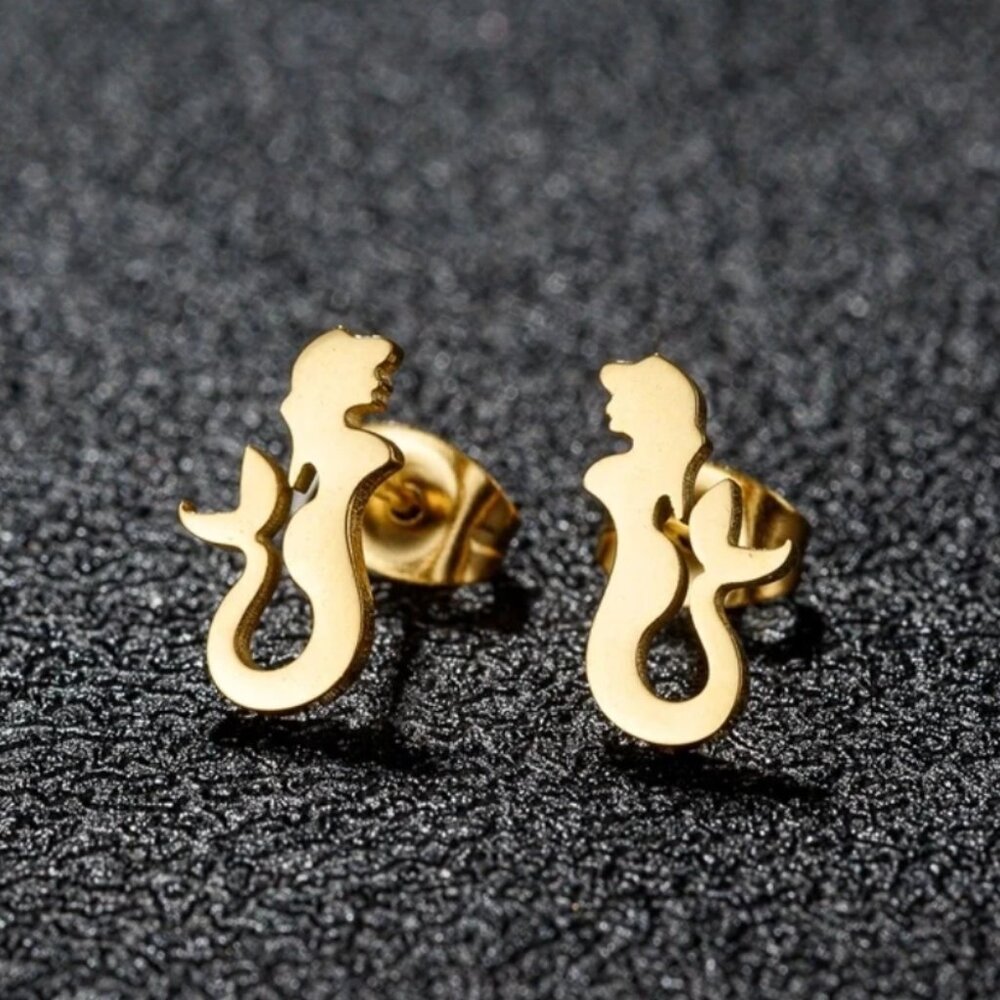 Stainless Steel 18K Gold Plated Ear Studs